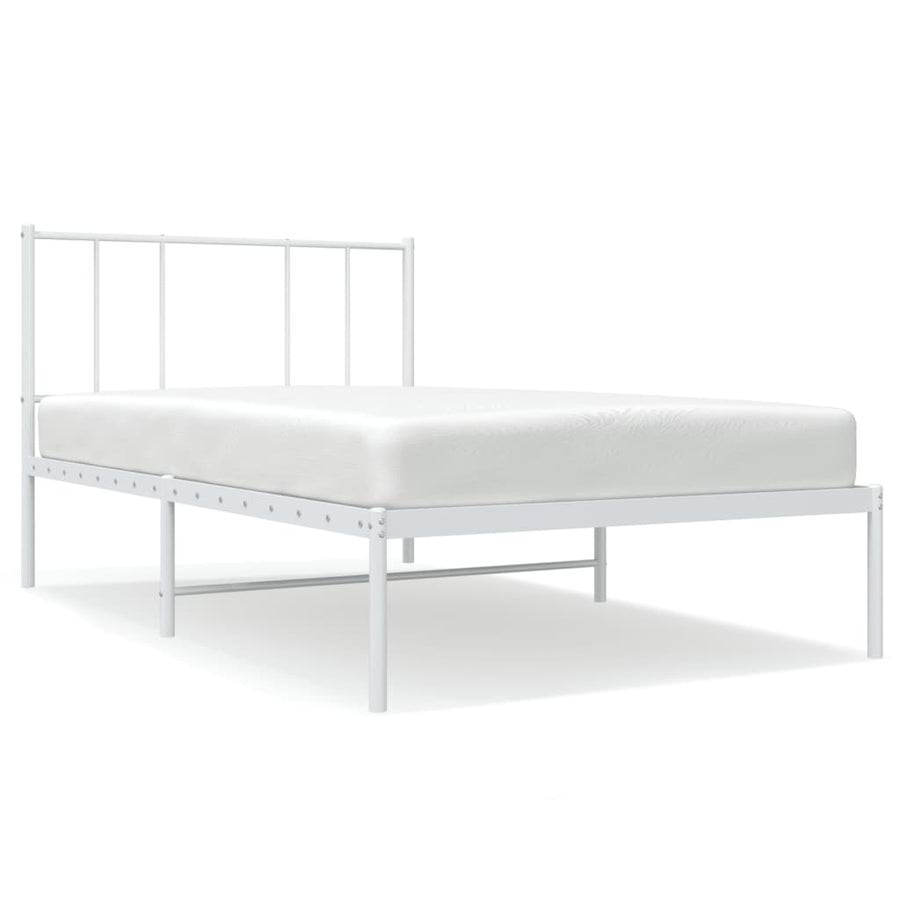 Bedframe Metaal 107 x 203 cm Wit met hoofdbord