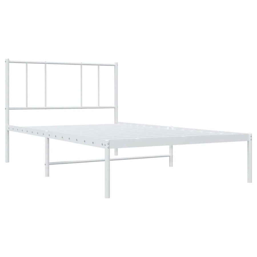 Bedframe Metaal 107 x 203 cm Wit met hoofdbord