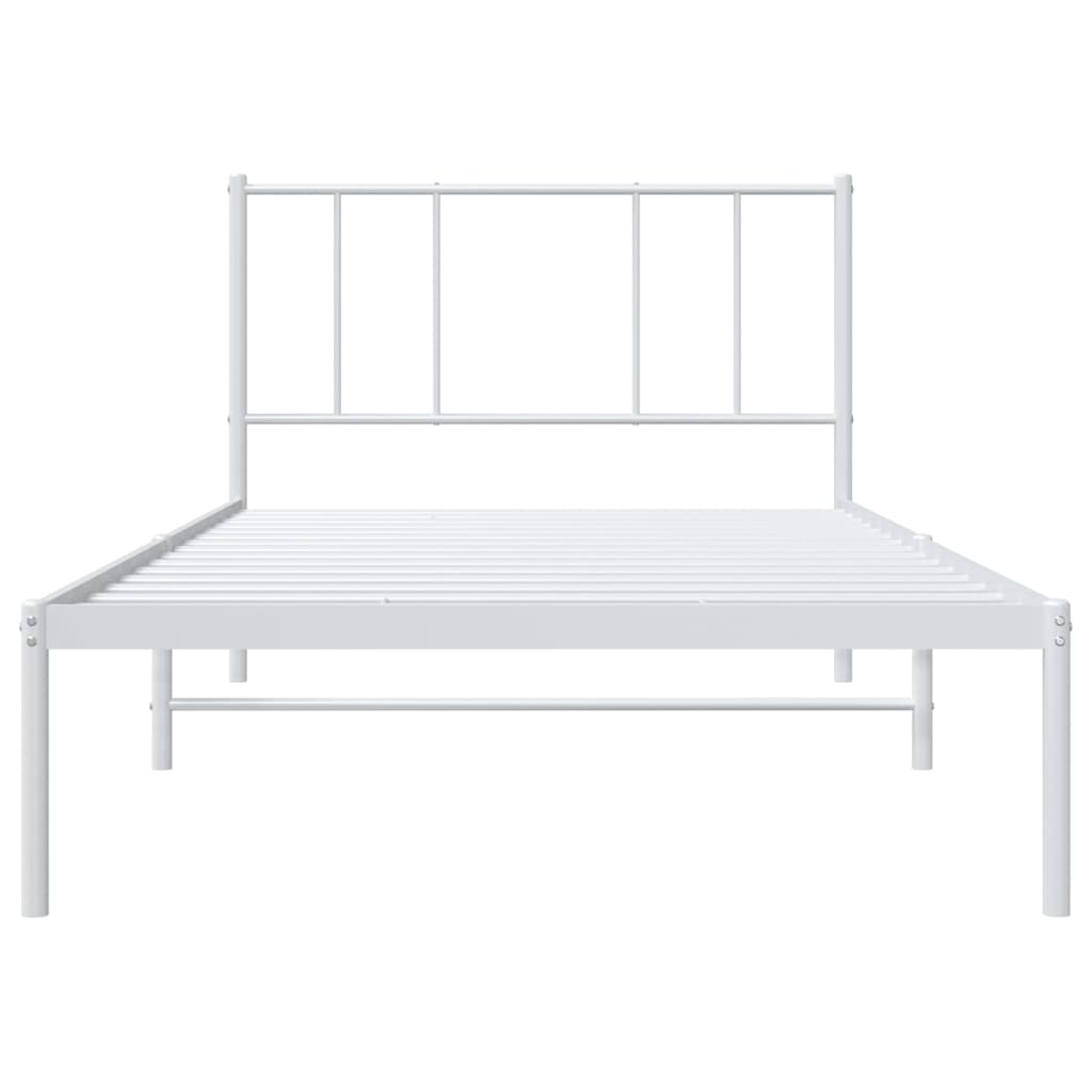 Bedframe Metaal 107 x 203 cm Wit met hoofdbord