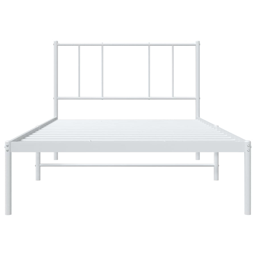Bedframe Metaal 107 x 203 cm Wit met hoofdbord