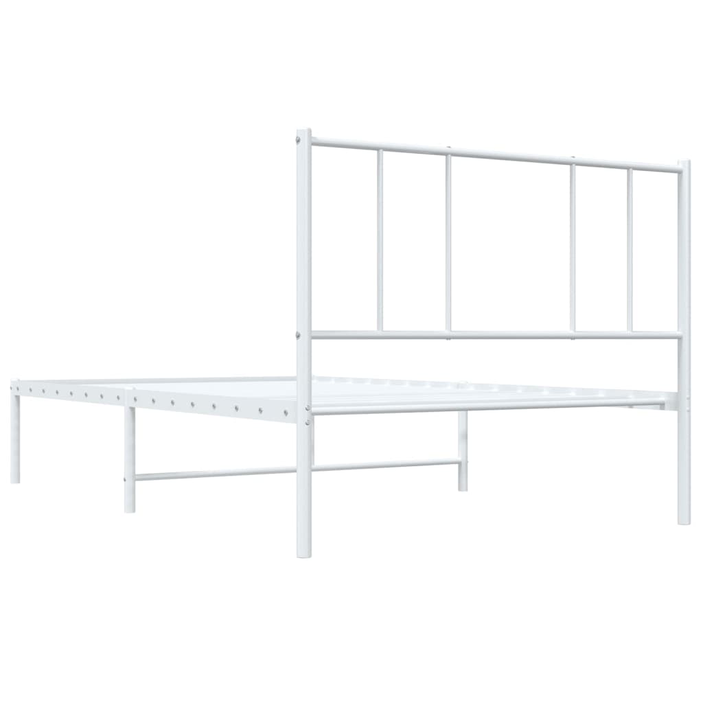 Bedframe Metaal 107 x 203 cm Wit met hoofdbord