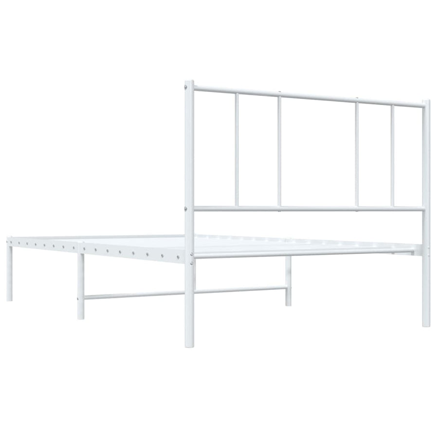 Bedframe Metaal 107 x 203 cm Wit met hoofdbord