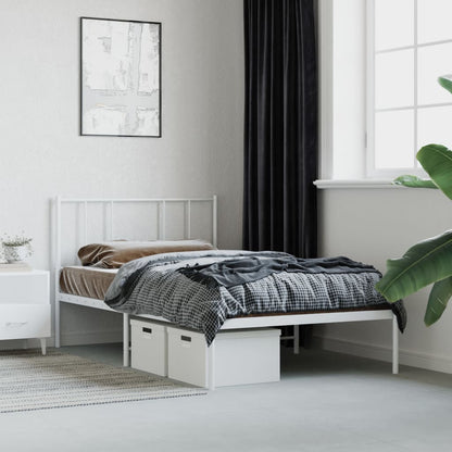 Bedframe Metaal 107 x 203 cm Wit met hoofdbord