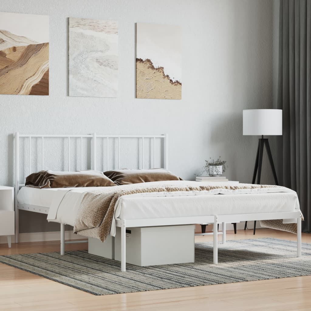 Bedframe Metaal 120 x 200 cm Wit met hoofdbord