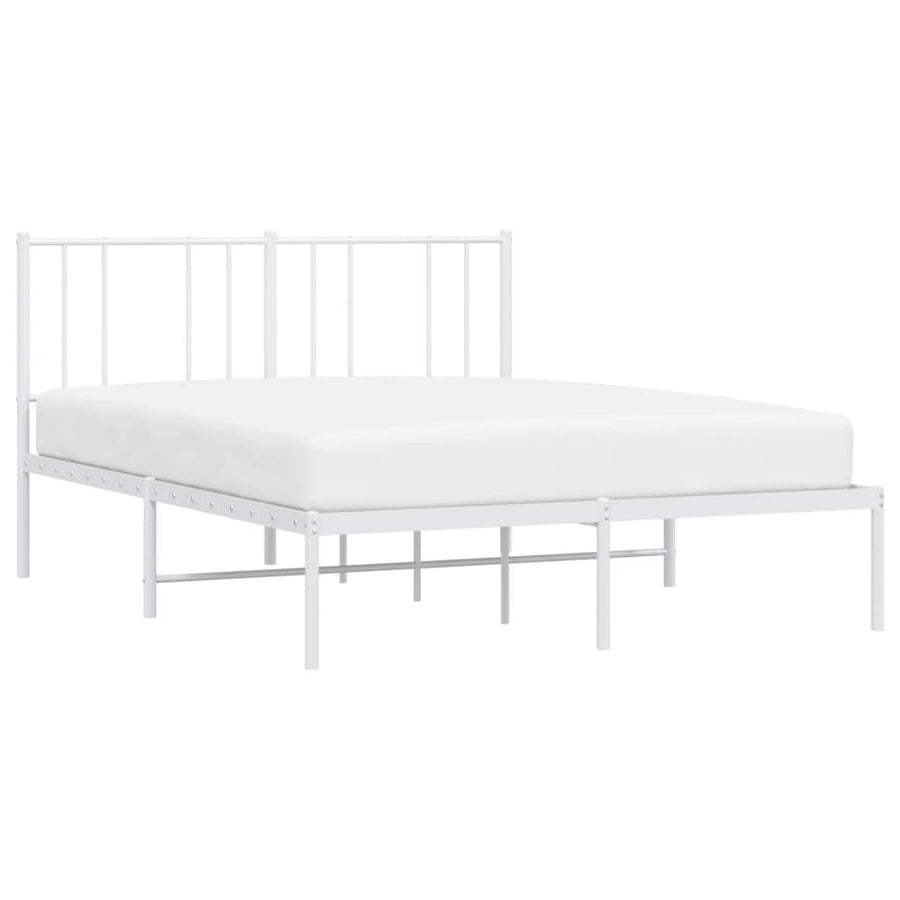 Bedframe Metaal 135 x 190 cm Wit met hoofdbord