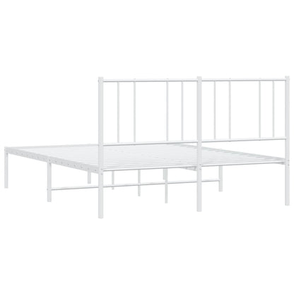 Bedframe Metaal 135 x 190 cm Wit met hoofdbord