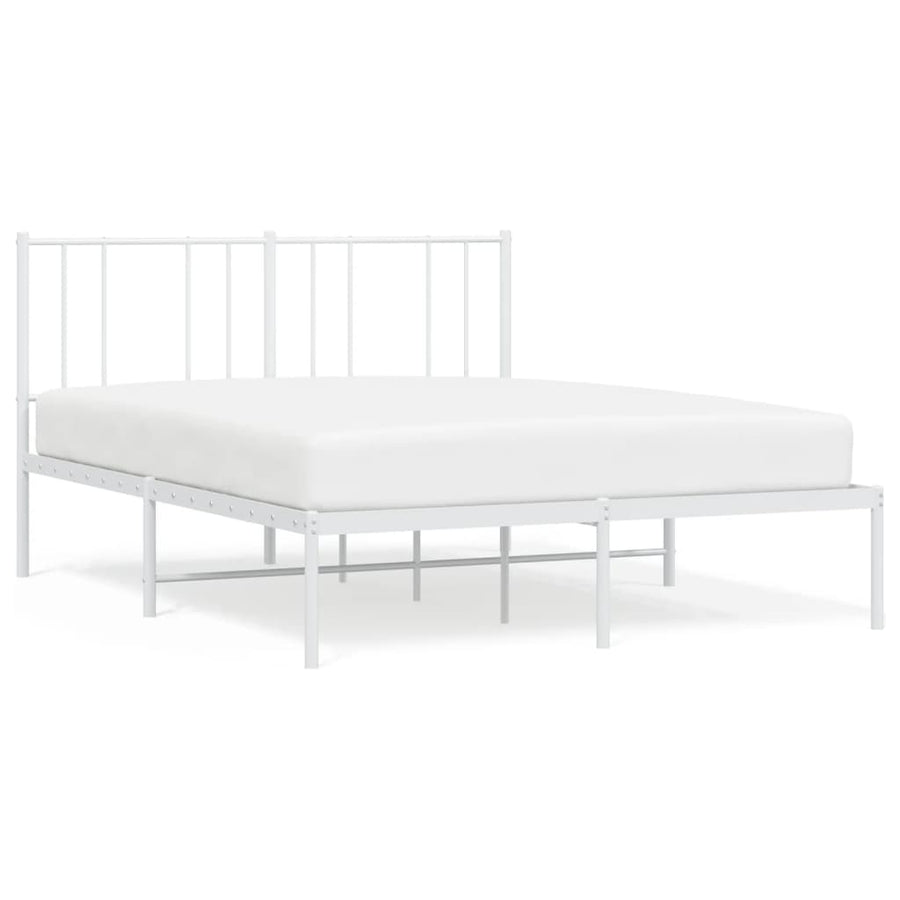 Bedframe Metaal 140 x 190 cm Wit met hoofdbord