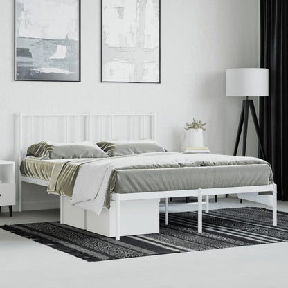 Bedframe Metaal 140 x 190 cm Wit met hoofdbord
