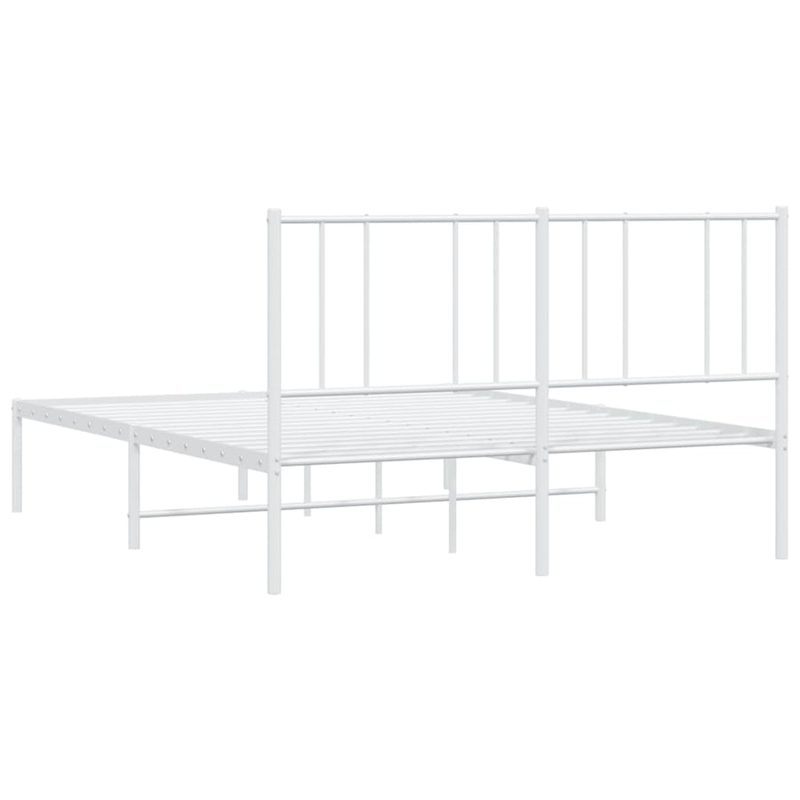 Bedframe Metaal 140 x 190 cm Wit met hoofdbord