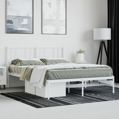 Bedframe Metaal 140 x 200 cm Wit met hoofdbord