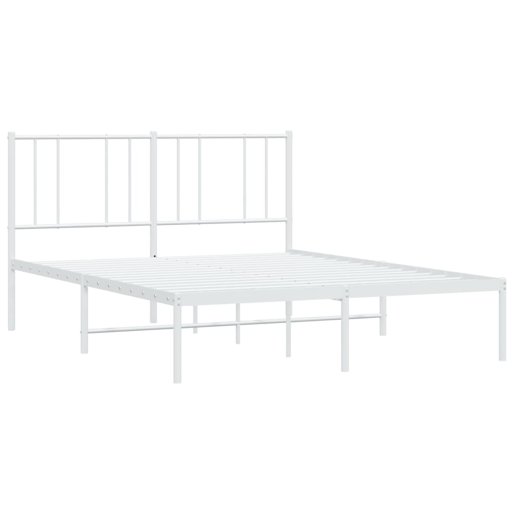 Bedframe Metaal 140 x 200 cm Wit met hoofdbord