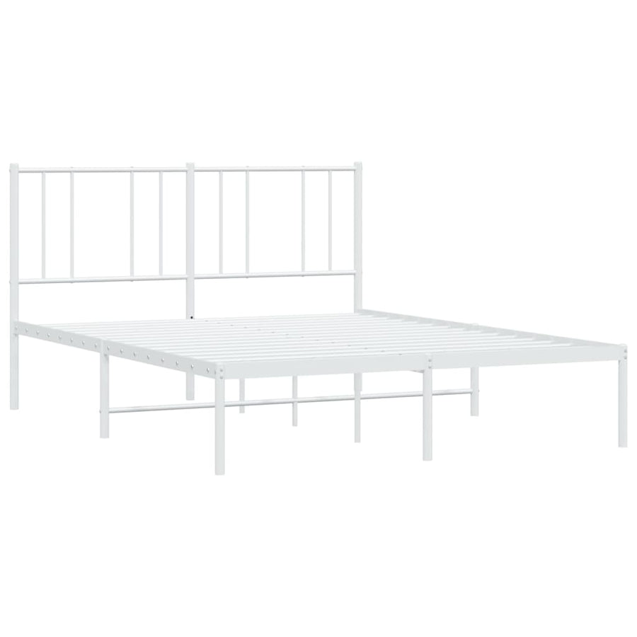 Bedframe Metaal 140 x 200 cm Wit met hoofdbord