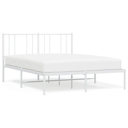 Bedframe Metaal 150 x 200 cm Wit met hoofdbord