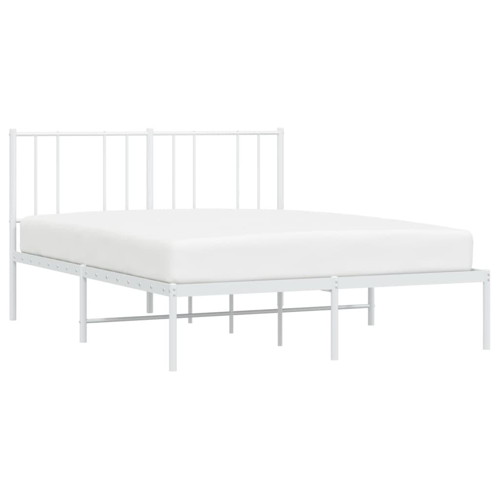 Bedframe Metaal 150 x 200 cm Wit met hoofdbord