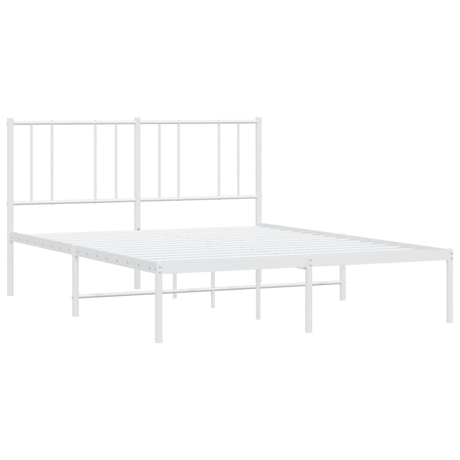 Bedframe Metaal 150 x 200 cm Wit met hoofdbord