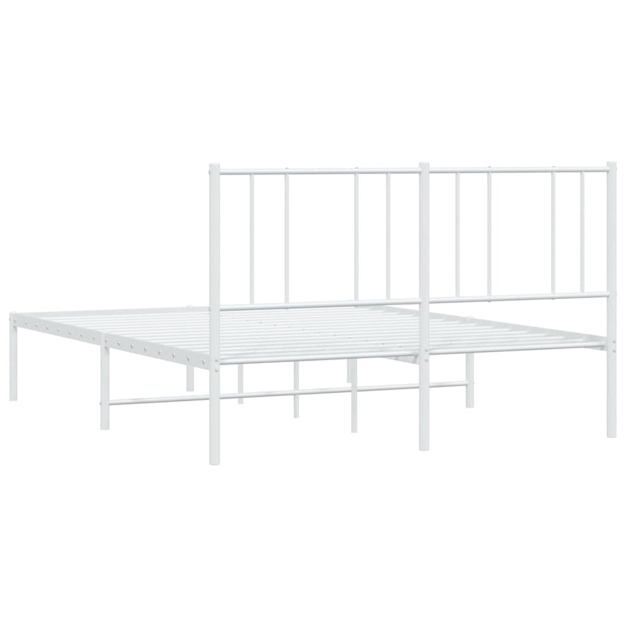 Bedframe Metaal 150 x 200 cm Wit met hoofdbord