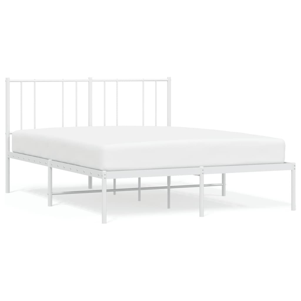Bedframe Metaal 160 x 200 cm Wit met hoofdbord