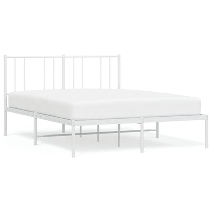 Bedframe Metaal 160 x 200 cm Wit met hoofdbord