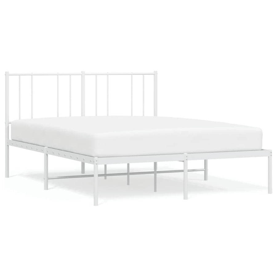Bedframe Metaal 160 x 200 cm Wit met hoofdbord