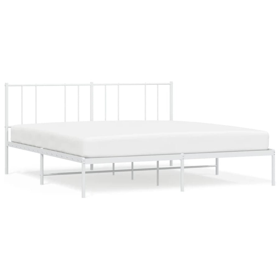 Bedframe Metaal 180 x 200 cm Wit met hoofdbord