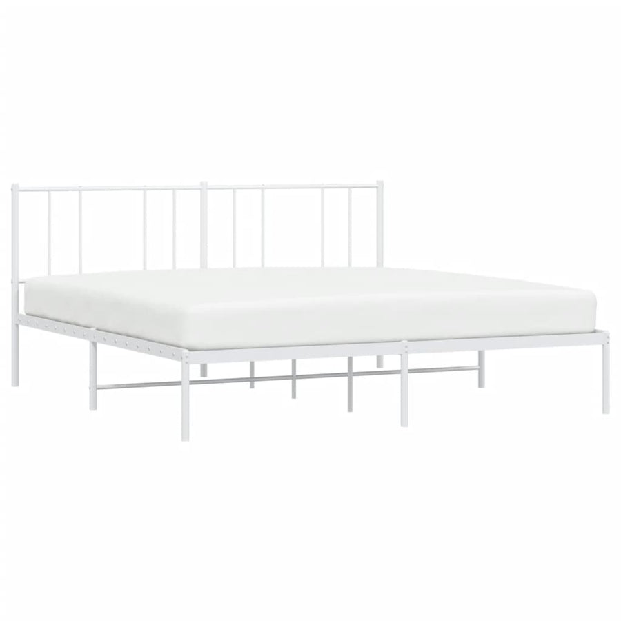 Bedframe Metaal 180 x 200 cm Wit met hoofdbord