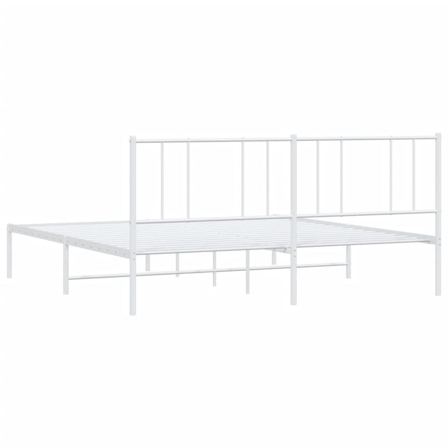 Bedframe Metaal 180 x 200 cm Wit met hoofdbord