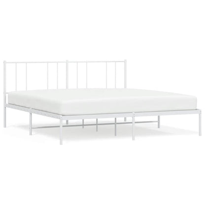 Bedframe Metaal 183 x 213 cm Wit met hoofdbord