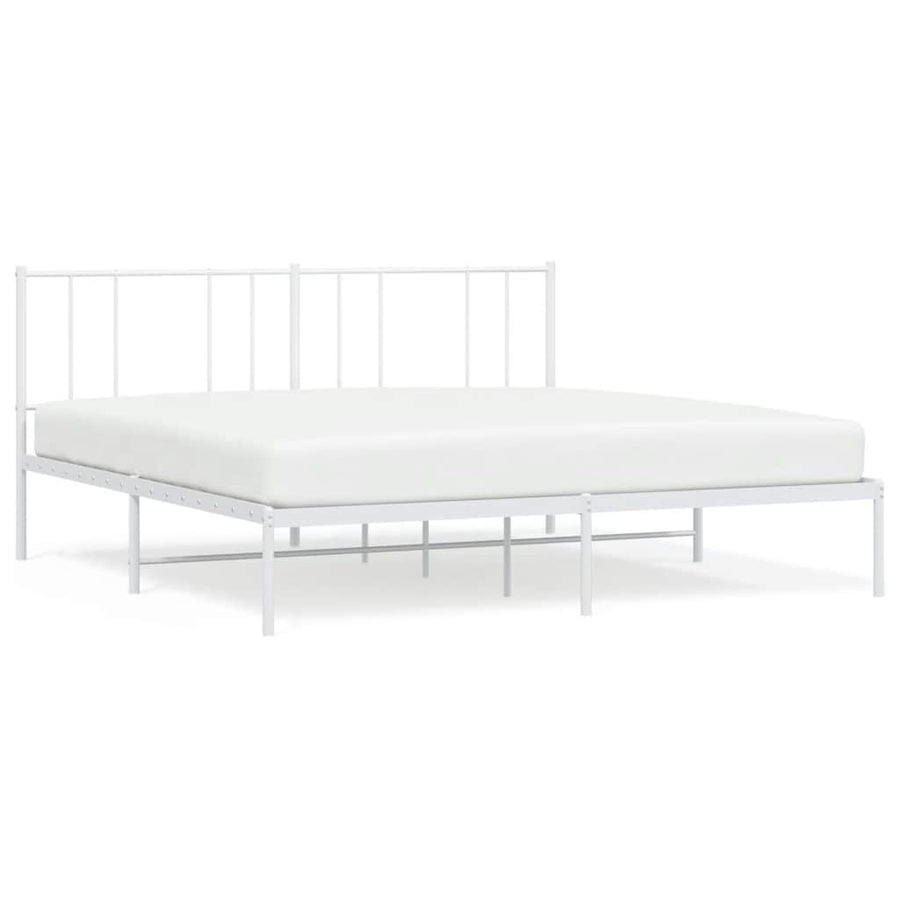Bedframe Metaal 183 x 213 cm Wit met hoofdbord