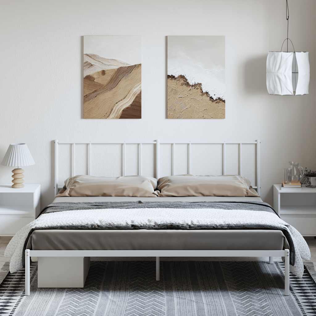 Bedframe Metaal 183 x 213 cm Wit met hoofdbord