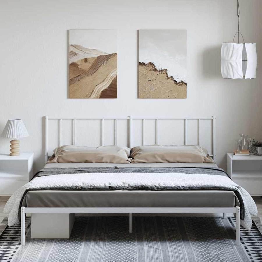 Bedframe Metaal 183 x 213 cm Wit met hoofdbord