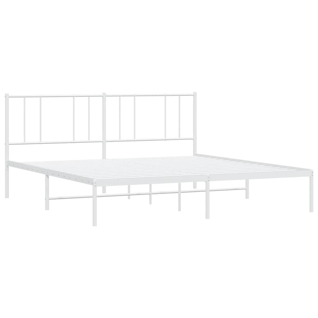 Bedframe Metaal 183 x 213 cm Wit met hoofdbord