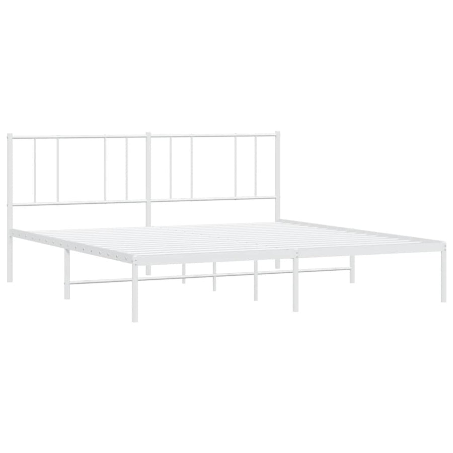 Bedframe Metaal 183 x 213 cm Wit met hoofdbord