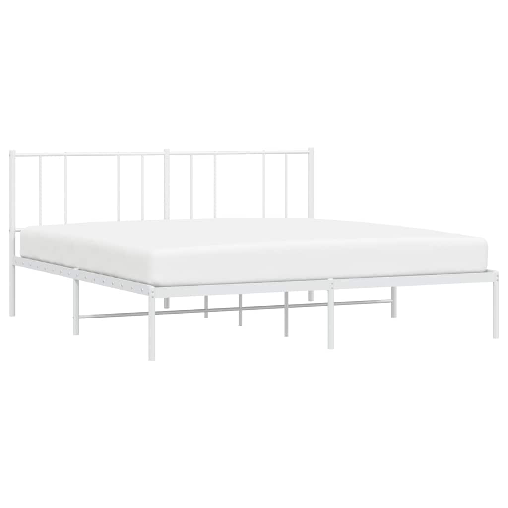 Bedframe Metaal 183 x 213 cm Wit met hoofdbord