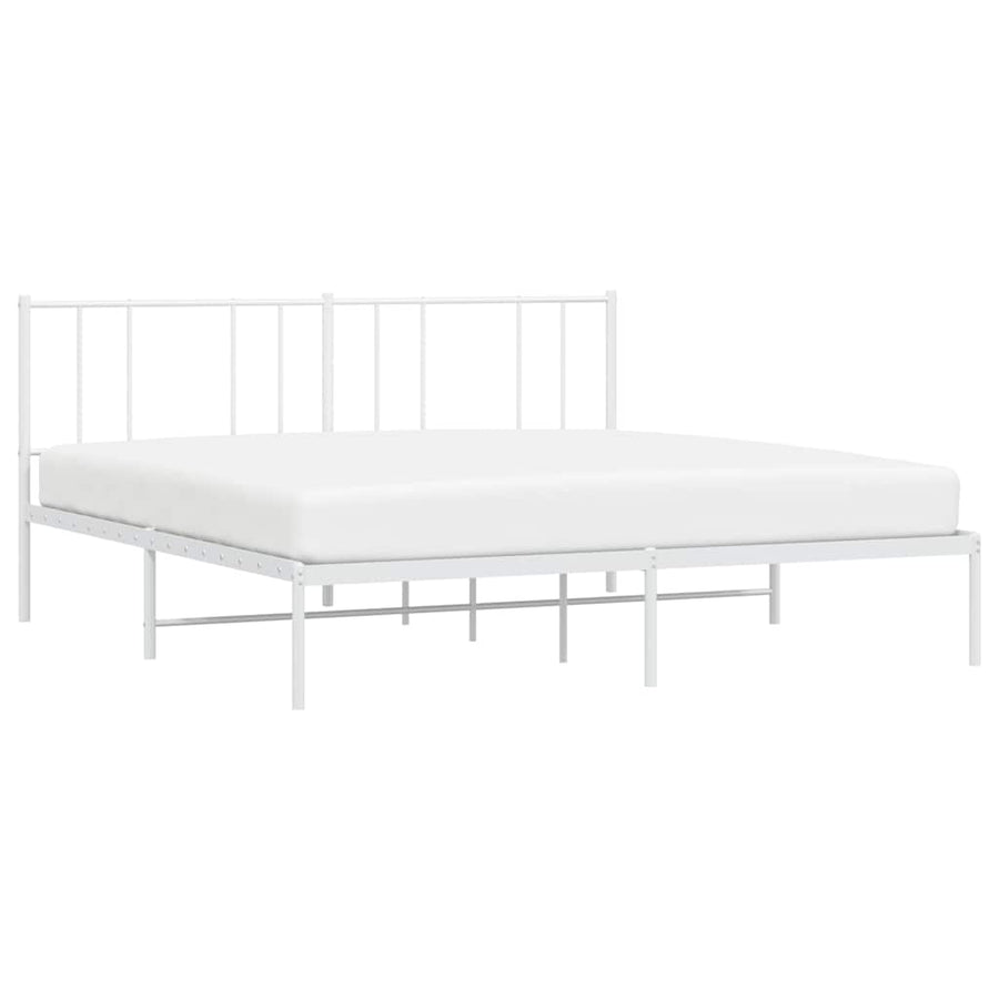 Bedframe Metaal 183 x 213 cm Wit met hoofdbord