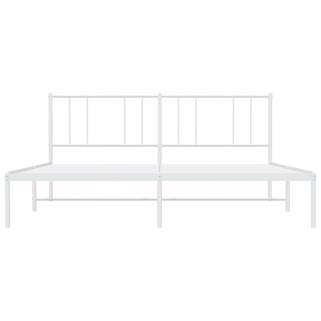 Bedframe Metaal 183 x 213 cm Wit met hoofdbord