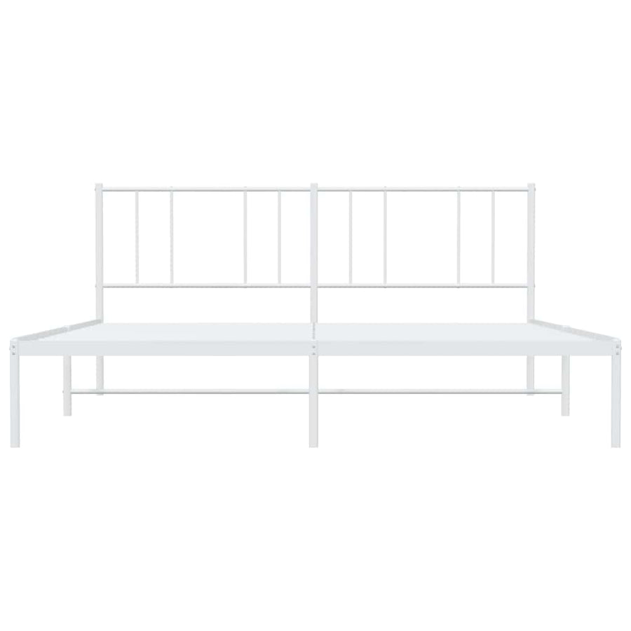 Bedframe Metaal 183 x 213 cm Wit met hoofdbord