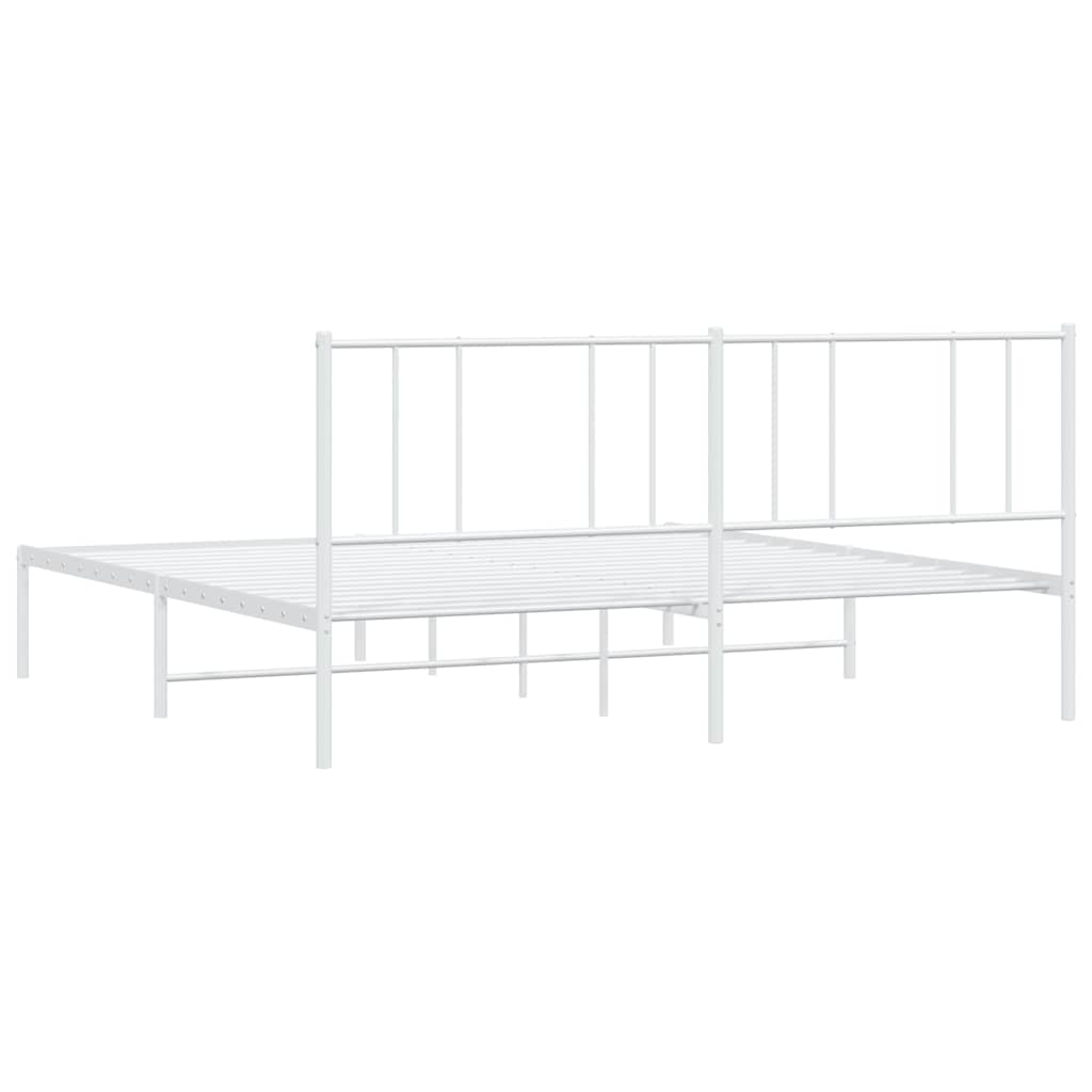 Bedframe Metaal 183 x 213 cm Wit met hoofdbord