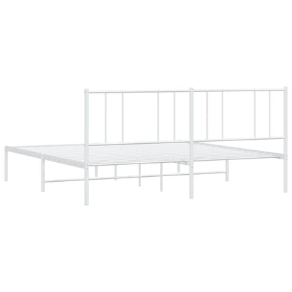 Bedframe Metaal 183 x 213 cm Wit met hoofdbord