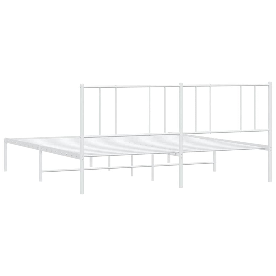 Bedframe Metaal 183 x 213 cm Wit met hoofdbord