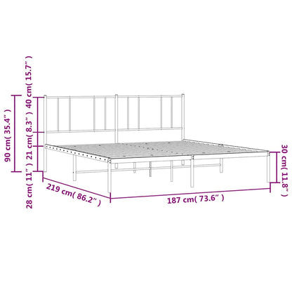 Bedframe Metaal 183 x 213 cm Wit met hoofdbord