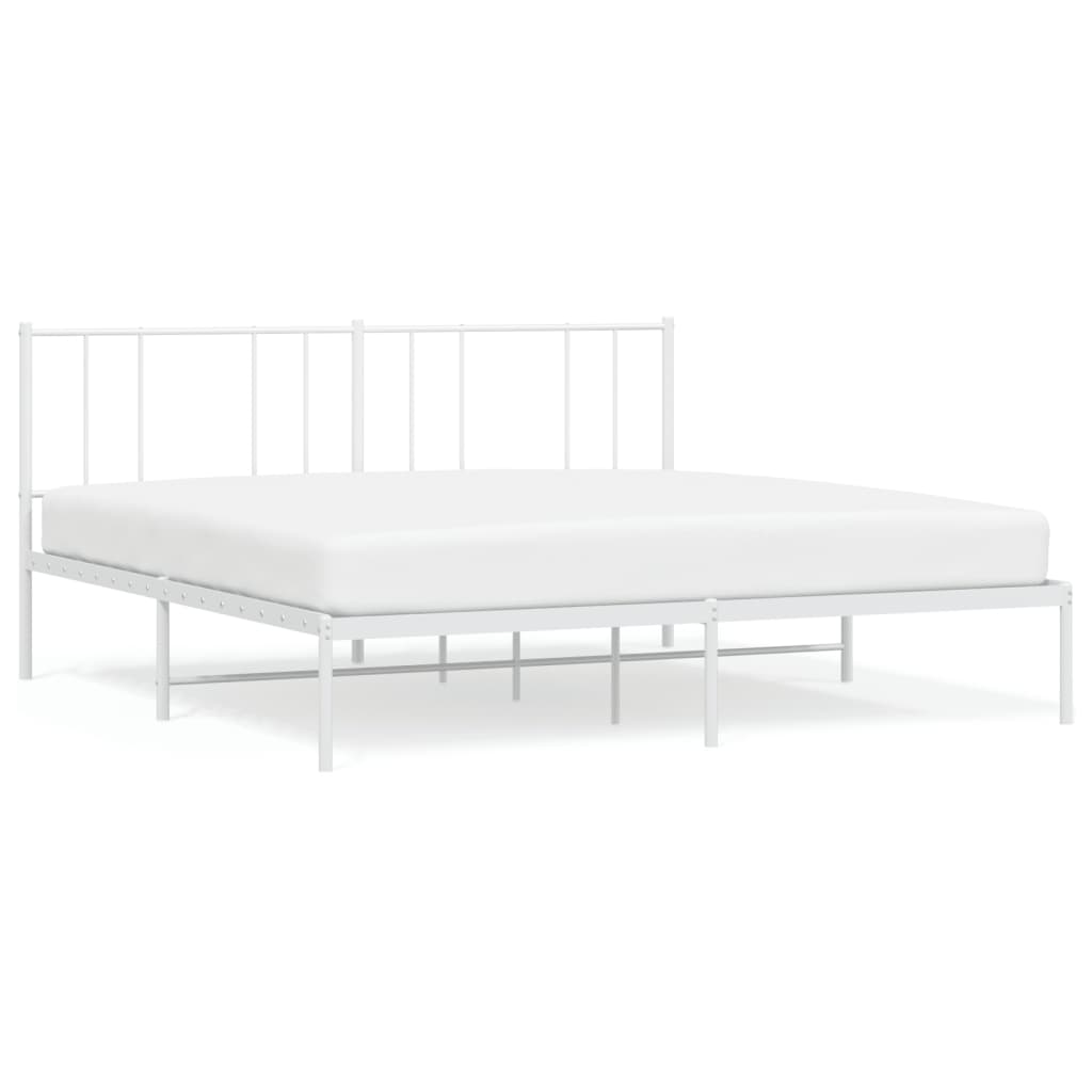 Bedframe Metaal 193 x 203 cm Wit met hoofdbord