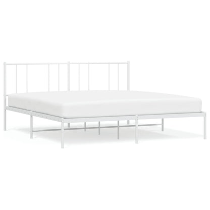 Bedframe Metaal 193 x 203 cm Wit met hoofdbord