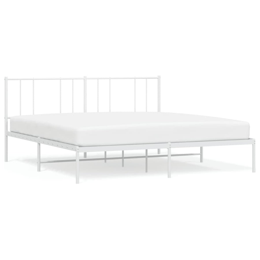 Bedframe Metaal 193 x 203 cm Wit met hoofdbord