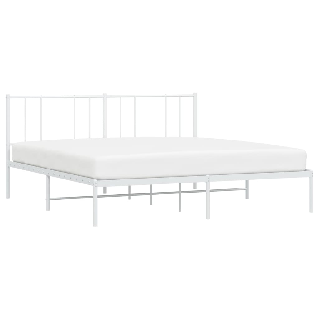 Bedframe Metaal 193 x 203 cm Wit met hoofdbord