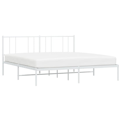 Bedframe Metaal 193 x 203 cm Wit met hoofdbord