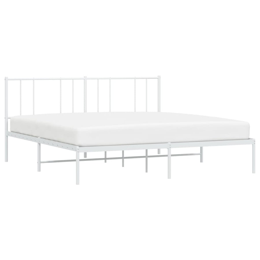 Bedframe Metaal 193 x 203 cm Wit met hoofdbord