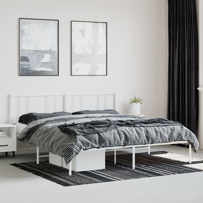 Bedframe Metaal 193 x 203 cm Wit met hoofdbord