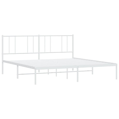 Bedframe Metaal 193 x 203 cm Wit met hoofdbord