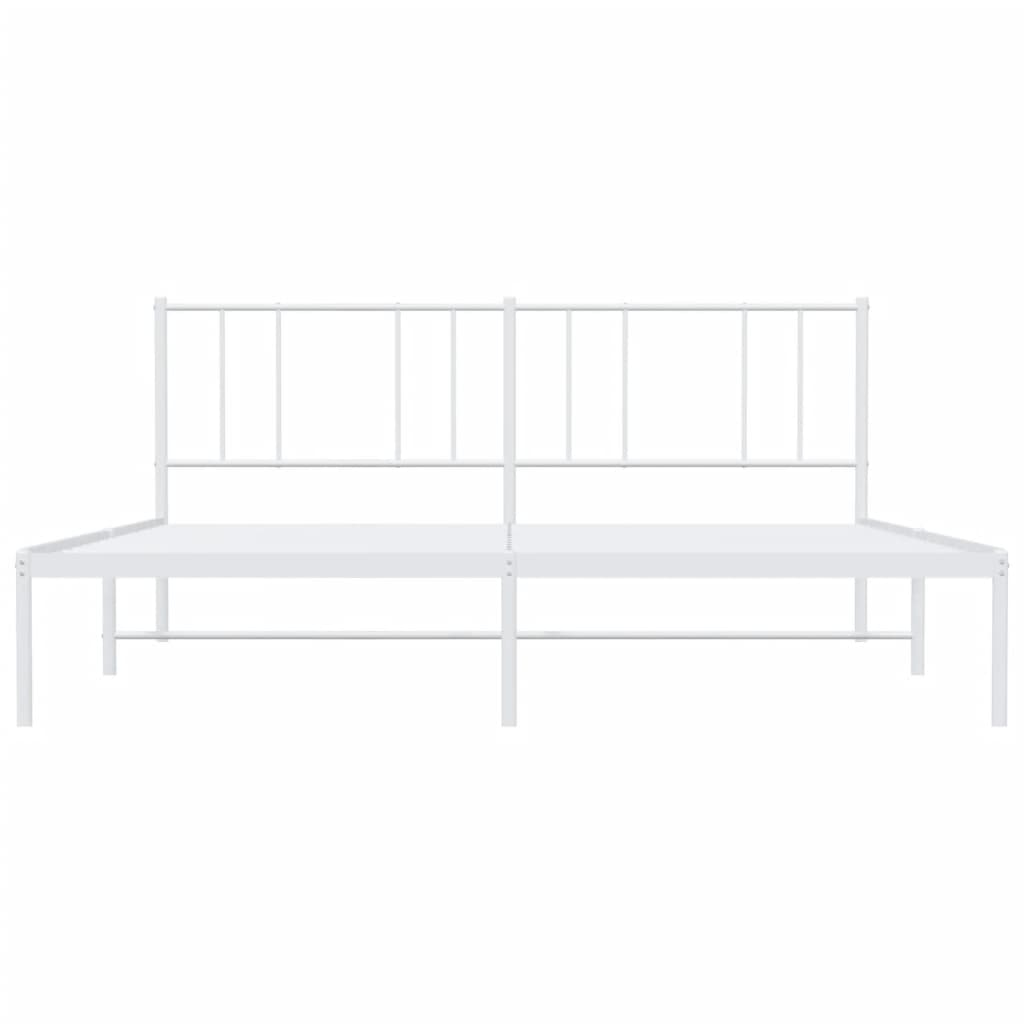 Bedframe Metaal 193 x 203 cm Wit met hoofdbord