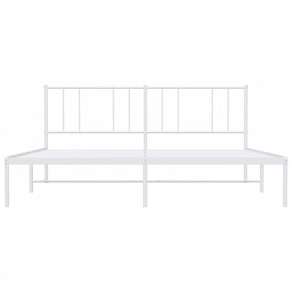Bedframe Metaal 193 x 203 cm Wit met hoofdbord